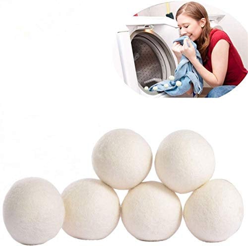 DFY Collections Wool Dryer Ball,Tumble Dryer balls 6-Pack, XL Premium Reusable Natural Fabric Softener, Baby Safe, 100% New Zealand Chemical Free, Wool Laundry Balls