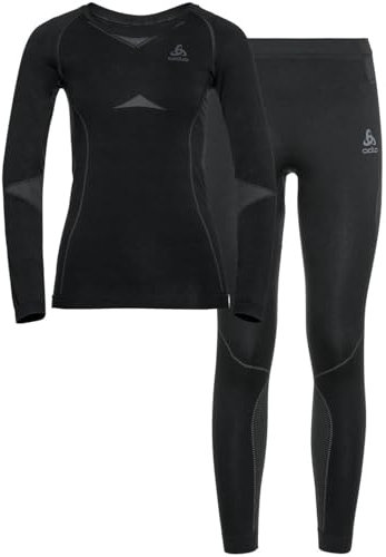 Odlo Damen Funktionsunterwäsche Set FUNDAMENTALS PERFORMANCE WARM, black - odlo graphite grey, L