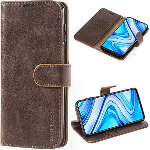 Mulbess Retro Handyhülle für Xiaomi Redmi Note 9 Pro/Redmi Note 9S Hülle Leder, Handmade Magnetische Klapphülle mit TPU Stoßfeste, Kartensteckplatz, Vintage Kaffee Braun