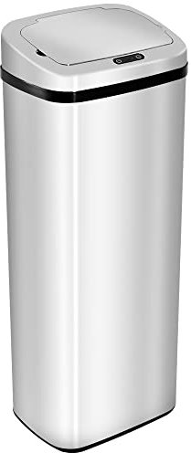 HOMCOM Cubo de Basura Cocina Inteligente de Acero Inoxidable 50L con Apertura Automática y Hermético