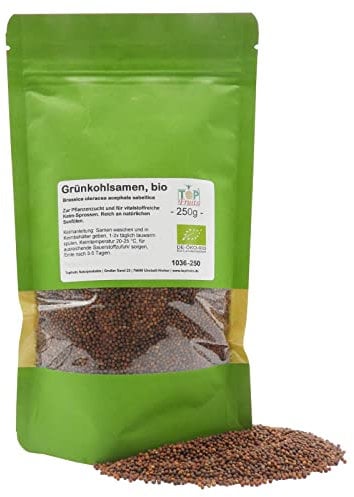 Topfruits Grünkohl Samen bio, 250g, Keimfähige Grünkohlsamen für Grünkohl Sprossen und Microgreens