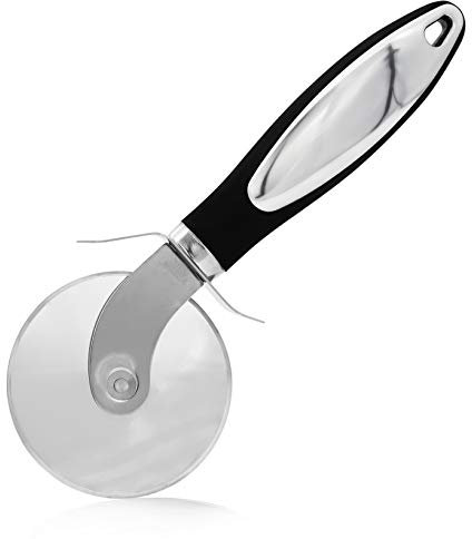 Granny's Kitchen Rotella Taglia Pizza - Tagliapizza Professionale - Cutter in Acciaio Inox con Lama Tagliente e Manico con Presa in Silicone Nero