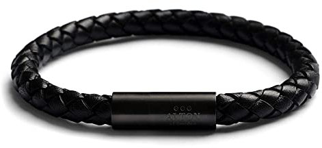 Alton of Sweden | Premium Lederarmband für Männer | Lederarmband Herren Schwarz | Herrenarmband aus Echtem Leder | Magnetverschluss aus Edelstahl | 17 Geschenk für Männer