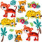 alles-meine.de GmbH Wandsticker + Fensterbilder Motive frei wählbar Kinder & Erwachsene - 14 TLG - Dschungel - Zootiere - Tiger - selbstklebend + wiederverwendbar - Wandtatto..