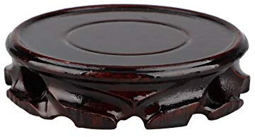 SFTYUFS 5.9 inch Vintage Circular Wooden Vase Fish Bowl Rosewood Stand Oriental Style Stand Aquarium Table Lamp Teapot Base Stable Home Decoration Display Stand brown