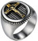 JewelryWe Kreuz Ring Siegelring Herren: Gold/Silber Edelstahl Herren-Ring Jesus Christus Kruzifix Fingerring Christlicher Religiöser Kreuzring Band Katholischer Schmuck Geschenk für Männer Größe 74