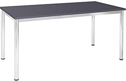 Schreibtisch u. Besprechungstisch mit verchromten Tischgestell | Konferenztisch Bürotisch Computertisch Mehrzwecktisch Arbeitstisch PC-Tisch Homeoffice-Tisch (Anthrazit, 180 x 80 x 77,5 cm)