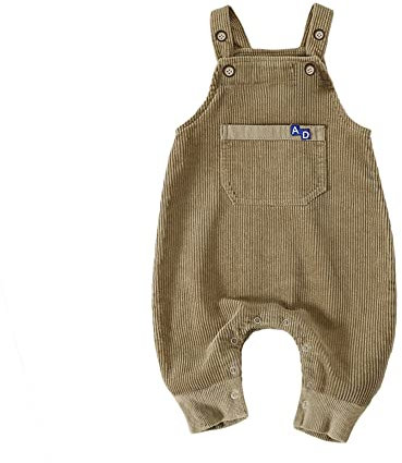 Bambino Dinosauro Salopette, Unisex Senza Maniche Regolabili Pantaloni Velluto a Coste(Marrone-2,12-18 mesi,Taglia 85)