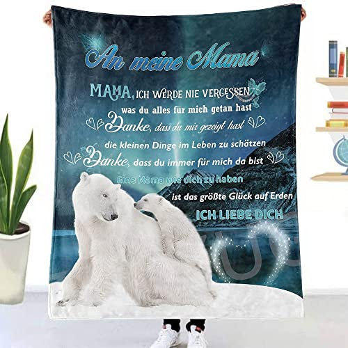 ZUCZUG Kuscheldecke Flauschige, Personalisierte Geschenke Decke an Meine Mama von Tochter Deutsch Super Weich Luftpost Decke Positiv Ermutigen Sie Ihre Mama zur Liebe Geeignet für Sofa Reisen