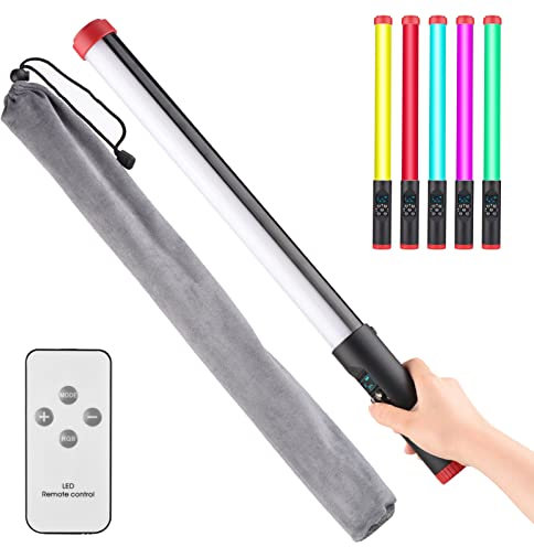 Andoer Tragbarer RGB-RGB-Röhren-Lichtstab, LED-Lichtstab, IPX8, 30 m, wasserdicht, 3000 K-6000 K, dimmbar, 5 Lichtmodi, eingebauter Akku mit Fernbedienung, Tragetasche für Vlog Live Streaming Produkt