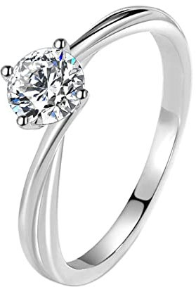 Musihy Verlobungsring Unendlichkeitszeichen, Damen Ring mit Steinchen Weiß Ring Women Silver mit Rundem Zirkonia Damen Ring 52