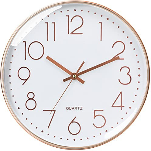 wehers Wanduhr, Modern Quartz Lautlos Wanduhr Schleichende Sekunde ohne Ticken 12 Zoll 30cm wanduhren für Wohnzimmer, Zimmer, Büro Dekor (Roségold)
