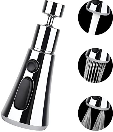 Aeratore Rubinetto Cucina - 360 ° Girevole Lavello Rubinetto Cucina, FM22/M24 Adattatore Rubinetto, 3 modalità Prolunga Rubinetto Cucina, Adattatore Rubinetto Cucina G1/2 (argento)