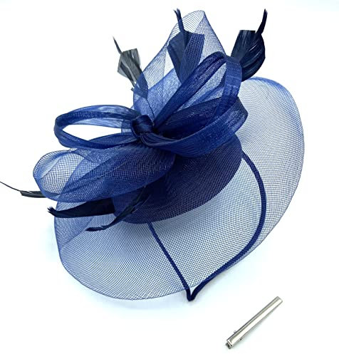 Allsorts Damen Fascinator mit Federn, Marineblau, für Hochzeiten, Royal Ascot, 1 Stück (1er Pack)