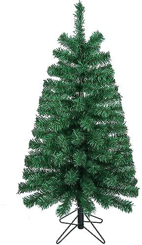 VEYLIN Kleiner Weihnachtsbaum, 90 cm künstlicher grüner Weihnachtsbaum mit Metallständer für Weihnachtsdekoration