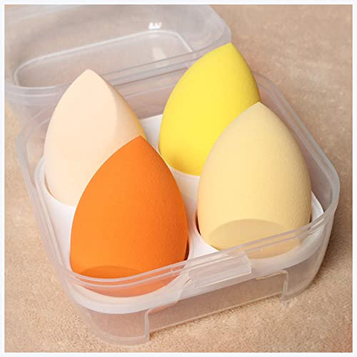 Houppette maquillage Maquillage de 4 pièces Set d'éponge maquillage poudre bouffée de maquillage violet Blender Beauty Tool Accessoires Sac éponge de maquillage Houppette poudre libre ( Size : Mix Yel