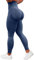 TAYOEA Damen Kompressions Sport Leggings Yoga Lange Leggings Slim Fitnesshose Sporthosen Blickdicht Scrunch Butt Yogahose Nahtlos Push up Leggings Hohe Taille Übung Fitness Joggen Tief Blau,M