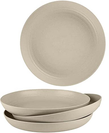 VORAE 4pcs Dinner Plates 7.8'' Plastic Plates for Kid & Adults, Multi-Use Dinner Party Plates Unbreakable, Lightweight, Reusable for Picnic Dessert Pizza Pasta Bread Snack Salad (Beige, 20cm (7.8''))