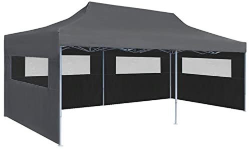 Pop-Up Partyzelt mit Seitenwänden, BULANED Party Deko, Festzelt, Pavillon, Garden Decoration, Canopy Tent, Lagerzelt, Gartenpavillon, Faltbar 3 x 6 m Anthrazit