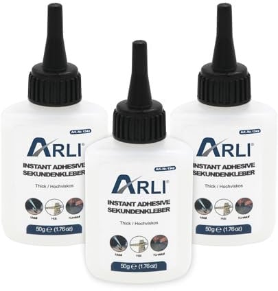 ARLI Sekundenkleber 3x 50g Universal Cyanacrylat Kleber stark schnell Reparaturkleber Klebstoff für Papier Leder Metall Holz Kunstsoff Gummi Porzellan Keramik Superglue Alleskleber (150g)