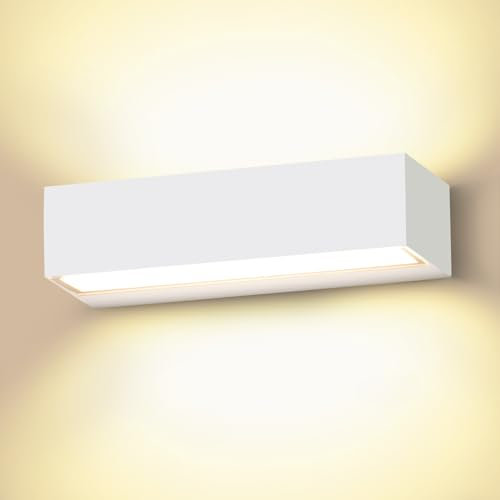 Cwycfw 24W LED Wandlampe Innen/Außen 20Cm Moderne Wandleuchte Up Down Warmweiß 3000K Weiß Außenwandleuchten LED IP65 Wasserdichte
