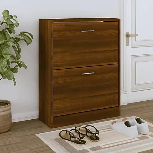 vidaXL Schuhschrank Braun Eiche 63x24x81cm Holzwerkstoff