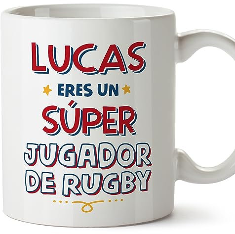 MUGFFINS Tazas Personalizadas para JUGADOR DE RUGBY hombre - En Español - Eres Súper - 11 oz / 330 ml - Regalo Personalizable original y divertido
