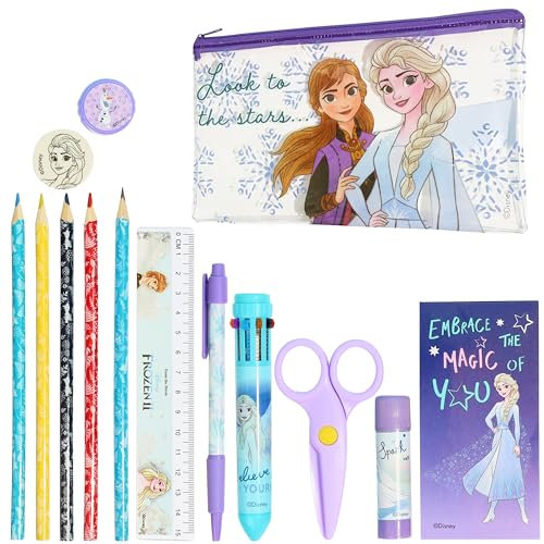 Disney Frozen Federmäppchen Mädchen, Gefülltes Pencil Case mit Schreibwaren - Mädchen Geschenke (Lila Eiskönigin)