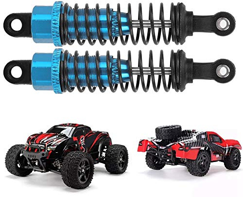 2PCS 1/16 Fernbedienung Auto Metall Stoßdämpfer für 1/16 RC Auto 70mm Blau 1/16 Vorderes und Hinteres Antriebsrad Auto Radio Control Cart