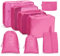 OSDUE Koffer Organizer Set 8-teilig, Packing Cubes, Wasserdichte Reise Kleidertaschen, Packtaschen für koffer, Verpackungswürfel mit Schuhbeutel, USB Kabel Tasche (Rosa Rot)
