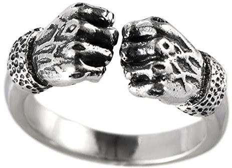 Ringe Set Silber, Herren Ringe Silber Faust Ringe für Herren Männer Adjustable