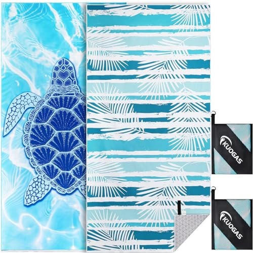 KUOGAS Strandtuch XXL 2er Set 90×180 cm,Groß Schnelltrocknendes Mikrofaser Handtuch, Sandfrei Badetuch,Stranddecke Damen strandhandtuch
