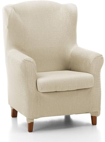 ECOMMERC3 Ohrensesselbezug, elastisch und extra weich, elfenbeinfarben, für Ohrensessel, Duplex, verstellbar, 100% Made in Spain, Elfenbein