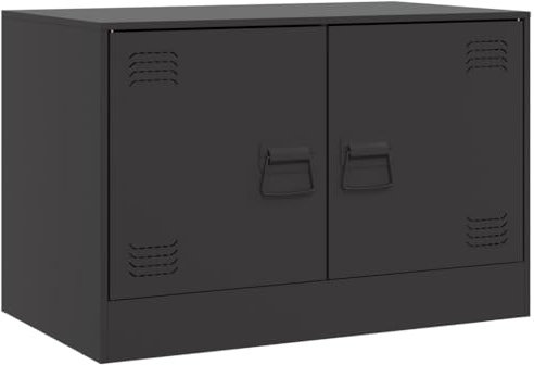 vidaXL Meuble TV Noir 67x39x44 cm Acier, Banc TV, Meuble télé, Meuble multimédia, Buffet TV, Meuble HiFi, Centre de Divertissement, Console TV