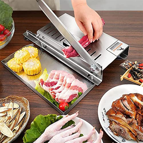KLYDBMYT Manueller Knochenfleischschneider, Edelstahlschneidemaschine, Rippenfisch-Hühner-Rindfleisch-Schneidemaschine für die Hausmannskost und den gewerblichen Gebrauch