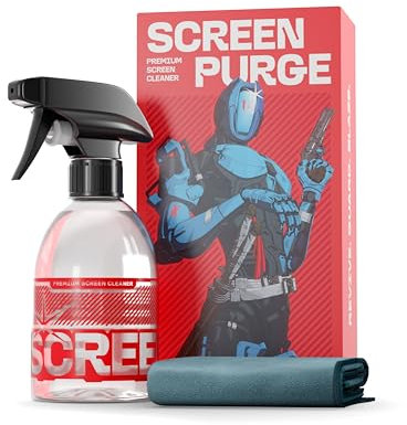 Gaming Bildschirmreiniger Screenpurge (300ml) - Gaming Screen Cleaner. Display Reiniger inkl. Mikrofasertuch (35x35cm) [PC, Monitor, Laptop, Tablet, Smartphone, TV, TFT, LCD, LED, alle Handhelds]