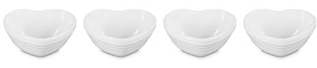 Le Creuset Stoneware Set Of 4 Mini Heart Pinch Bowl, White