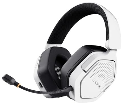 Trust GXT 1493W Ravox Cascos Gaming Inalámbricos Bluetooth + 2.4GHz PS5 PS4 PC Switch Mobile, Altavoces 50mm, Batería de 70 Horas, Baja Latencia, Auriculares Inalámbricos Over-Ear, Blanco
