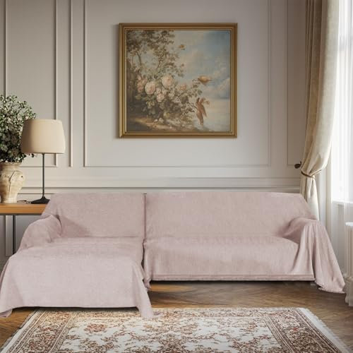 BellaHills Wasserdicht Chenille Sofa Überzug Weiche Sofabezug, Hund Katze Sofaschoner Anti Rutsch Couch Überzug für U Form L Form Sektionssofa, Waschbar Sofaüberwurf (Kamel, 180279cm x 180279cm)