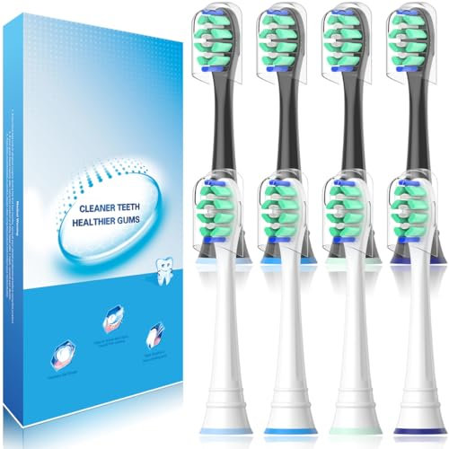 Wardimark Ersatzbürsten Kompatibel mit Philips Sonicare Elektrische Zahnbürste 8er Zahnfleischpflege Ersatzbürstenköpfe (4 Schwarz+4 Weiß, 8 stück(Pack of 1))