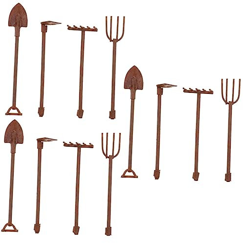 UKCOCO 1 Satz Retro -mini -Werkzeuge Drinnen Zubehör Gartenarbeit Beschneidung Cutter Mini-gartengeräte Gartenbau -miniaturmodell Eisen Brown 4 Stück