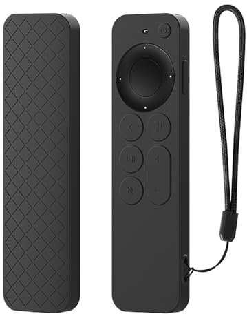 GIOPUEY Cover Compatibile con Apple TV 4K/HD Siri Remote 2021/2022, Cilicone Custodia, Ultrasottile Case Cover, Antiurto, Resistente ai Graffi - Nero