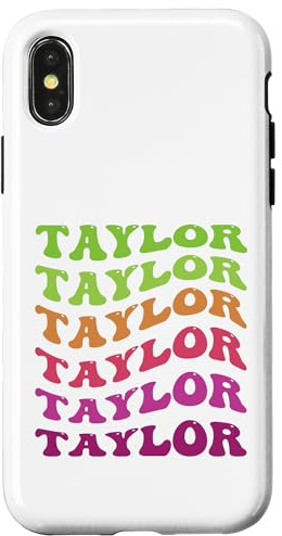 Girl Retro Groovy TAYLOR First Name Personalized Birthday Case for iPhone X/XS