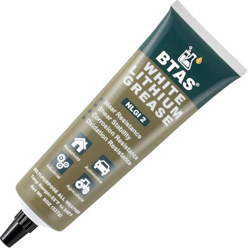 BTAS White Lithium Grease,Lubricant for Automotive Chassis Ball Joints, Tie rods, Suspension Assemblies, Wheel Bearings & Gears,Ideal for Automotive, Marine, Industrial & Home Use, NLGI 2, 227g