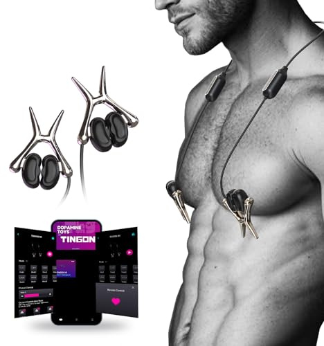 TINGON Nipple Clamps Vibrators Adult Toys for Women Men, Hidden Design APP Electric Nipple Vibrator Sex Toys, 12 Vibration Modes BDSM Sex Toýs Ear Testicles Clitorise Stimulator Couples Vibabrator