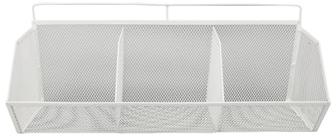 Jelquix Hanging Wall Baskets, No Drilling Strong Adhesion Storage Basket Support Up to 11 Pounds, Slanted Opening Metal Mesh Wire Storage for Kitchen Bathroom Bedroom (White)