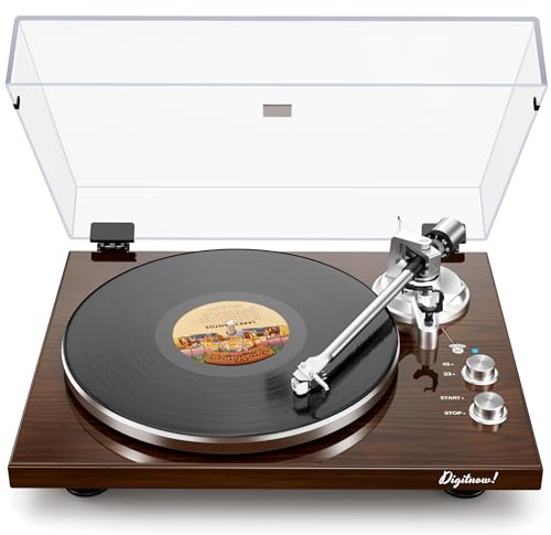 Giradischi con trasmissione a cinghia per giradischi in vinile, collegamento con altoparlanti Bluetooth o altoparlante attivo, preamplificatore fono integrato, uscita digitale USB, cartuccia magnetica