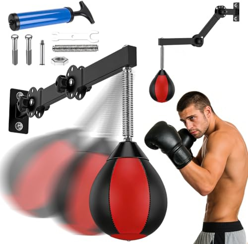 Speed Punchingball Wandmontage – Höhenverstellbar & Faltbar, Boxbirne für Tür & Wand, Punch Fit Boxsack für Kinder, Jugendliche & Erwachsene – Home Gym Trainin