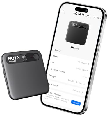 BOYA Notra Enregistreur Vocal IA Prise de notes AI tout-en-un, transcription et résumé intelligents, contrôle par application, 140+ langues, design magnétique ultra-mince, batterie 24h