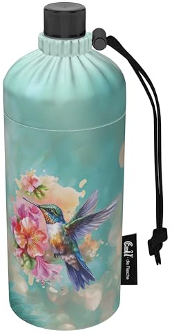 Emil Glas Trinkflasche 0,6l Kolibri – isolierte Flasche für Kinder & Erwachsene, auslaufsicher, schadstofffrei für Schule, Freizeit und Sport